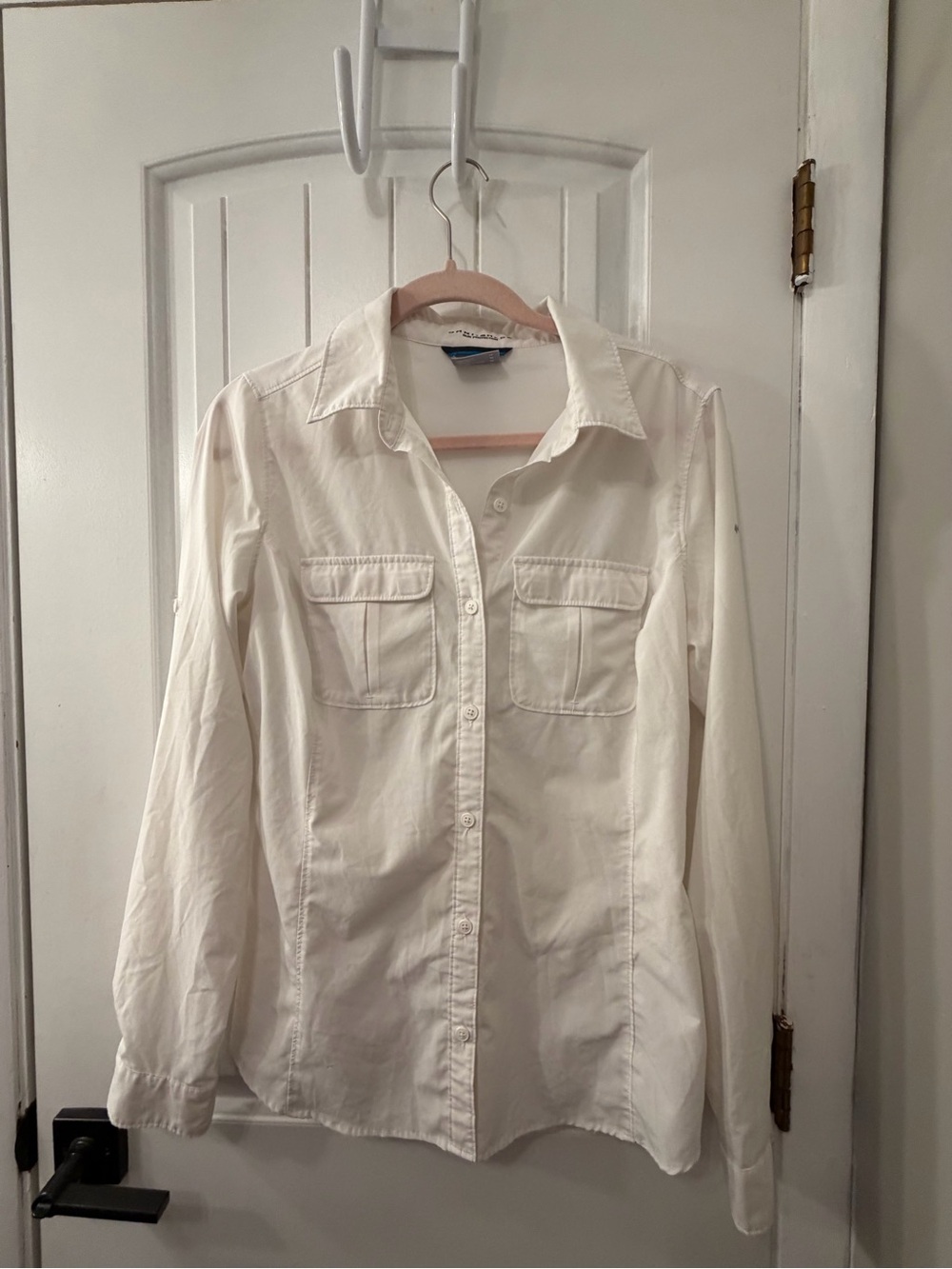 Columbia White Long-Sleeve Button-Down Shirt